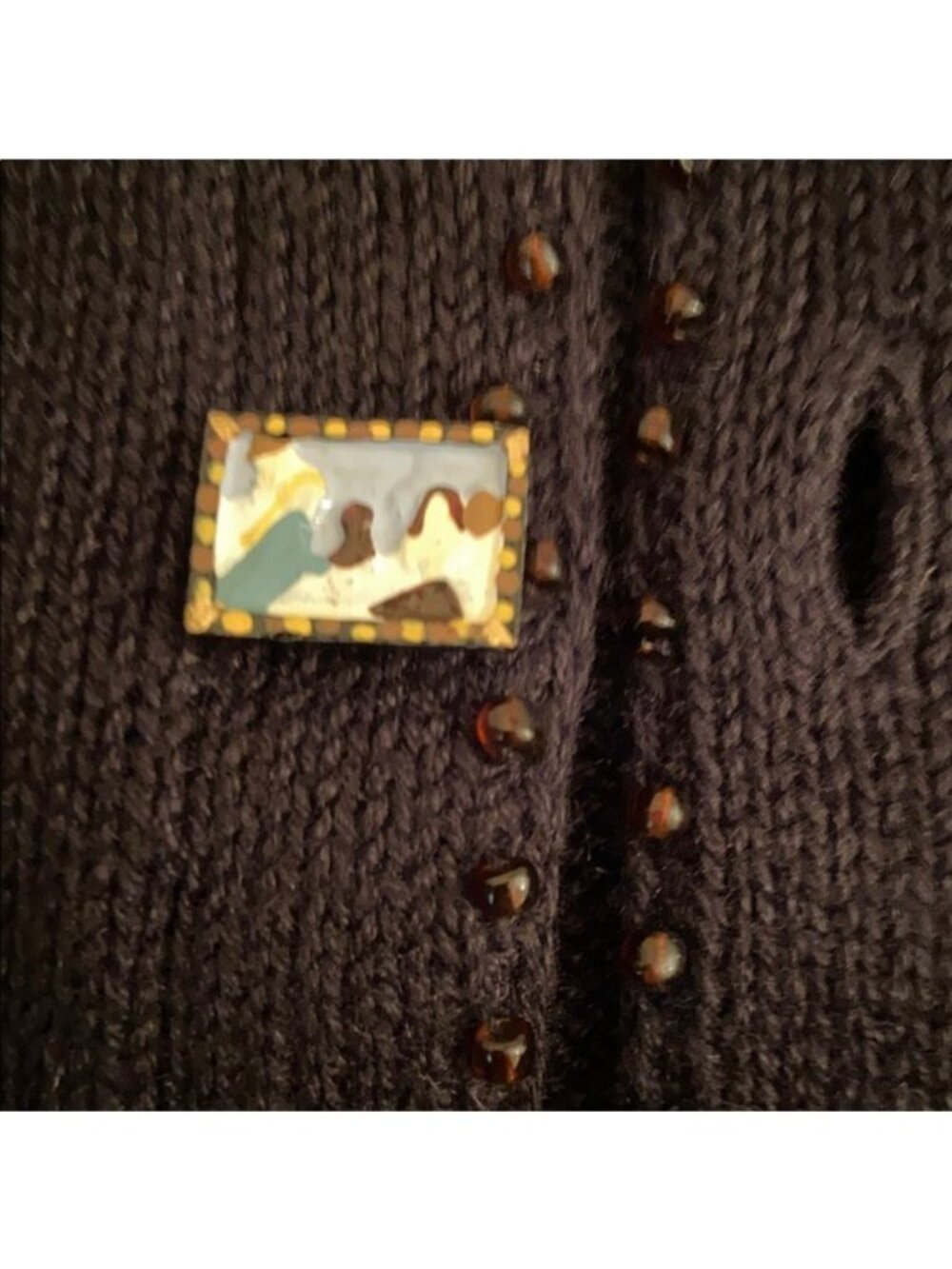 Storybook Knits Art Cardigan Sweater XS Renoir Boating Party Beaded Sequin - Picture 6 of 8